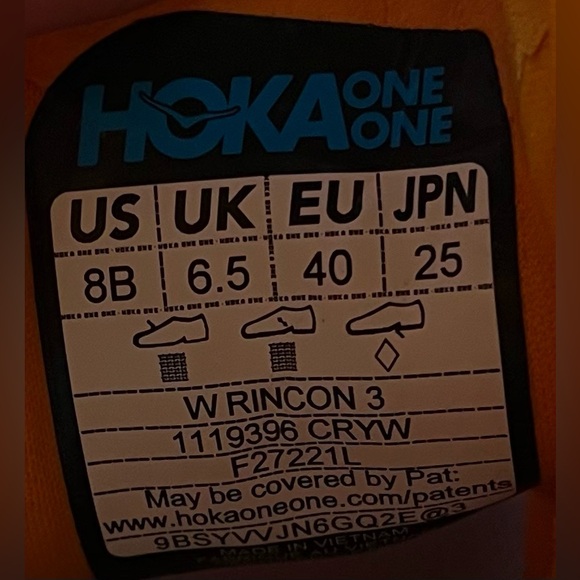 Hoka One One Rincon 3 Womens Sz 8 Running Shoes Sneakers Orange Yellow - Picture 11 of 12